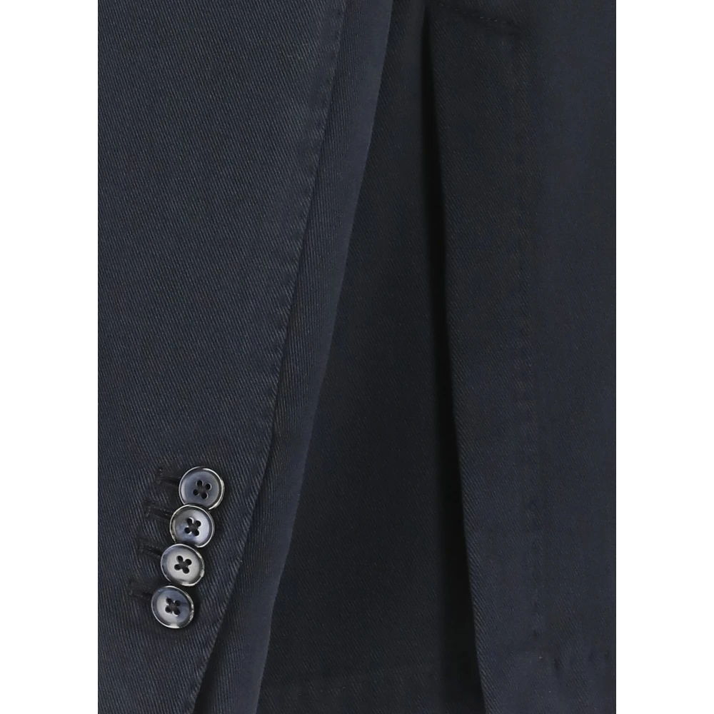 Lubiam Blauwe Geribbelde Jas Peak Revers Blue Heren