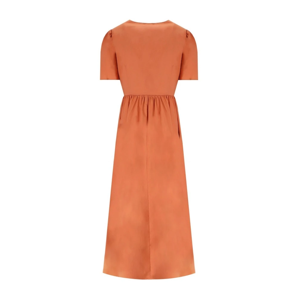 Twinset Oranje Midi Jurk met V-Hals Orange Dames
