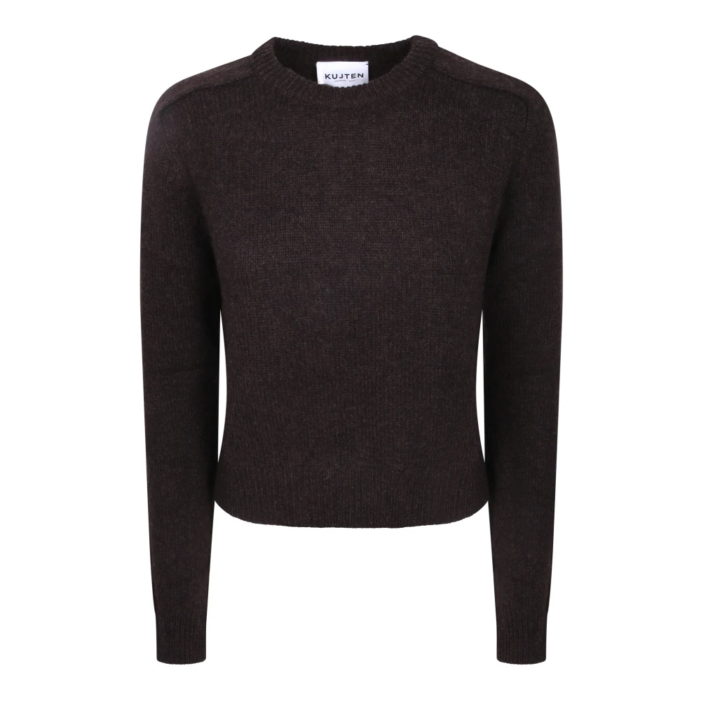 Kujten Women's Brown Long Sleeve Fine Knit Jumper. - Round-Neck Knitwear - Xl - Knitwear