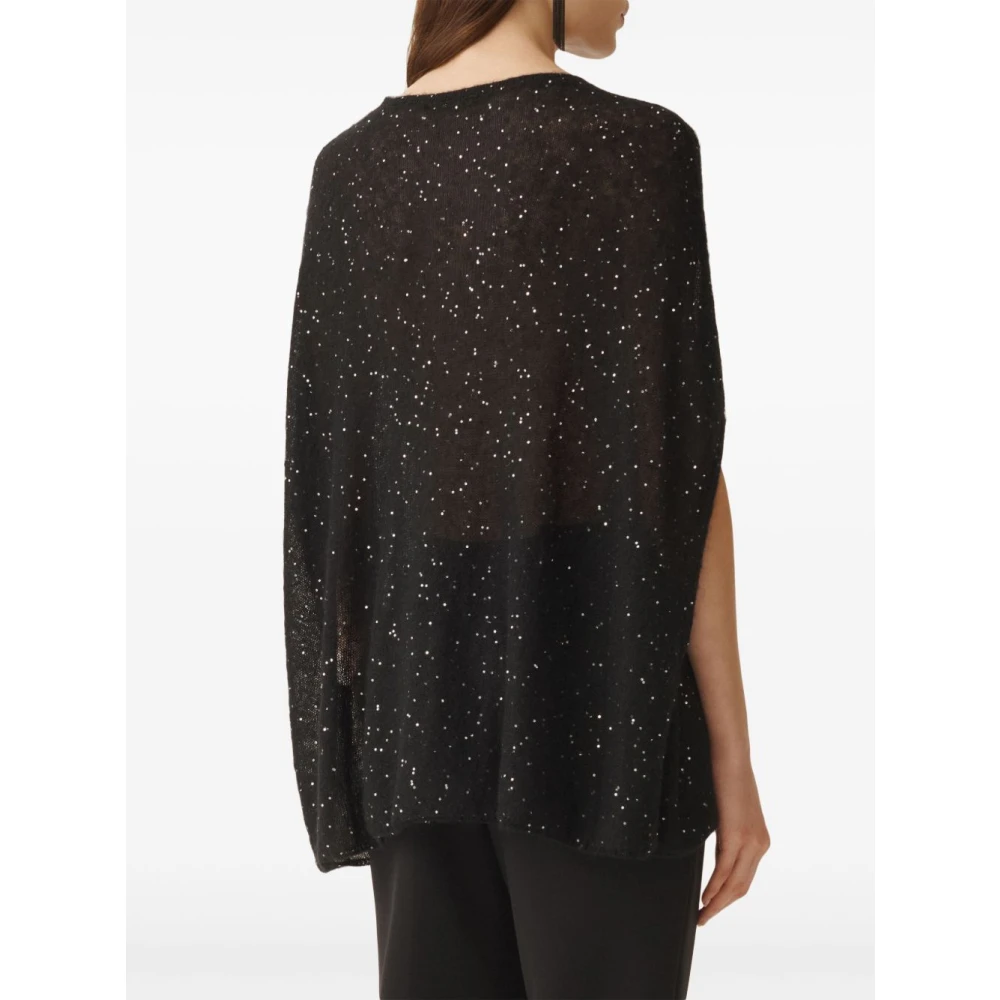 Fabiana Filippi Zwart Ronde-Hals Gebreide Kleding met Pailletten Black Dames