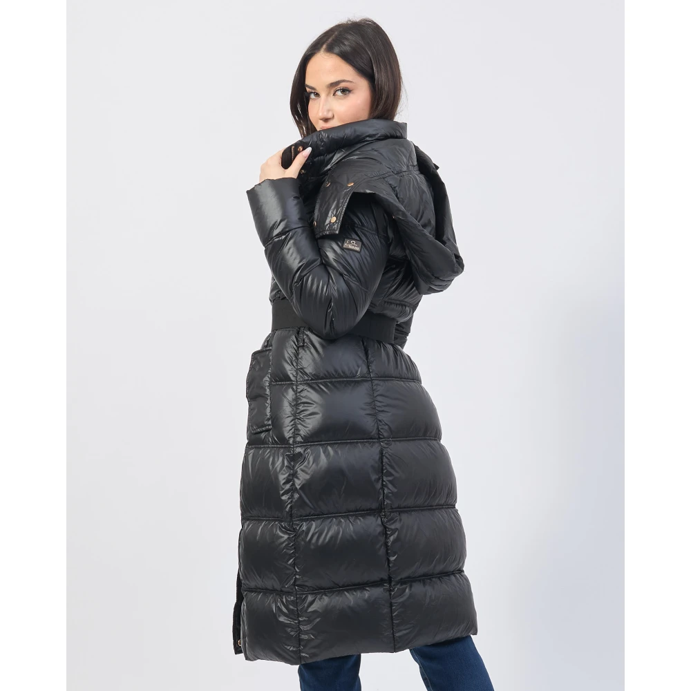 YES ZEE Zwarte Lange Gewatteerde Hoodiejas Black Dames
