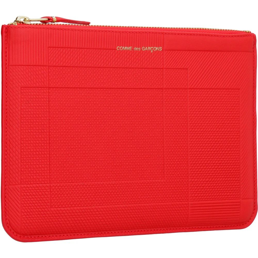 Comme des Garçons Platte leren etui met logo detail Red Heren