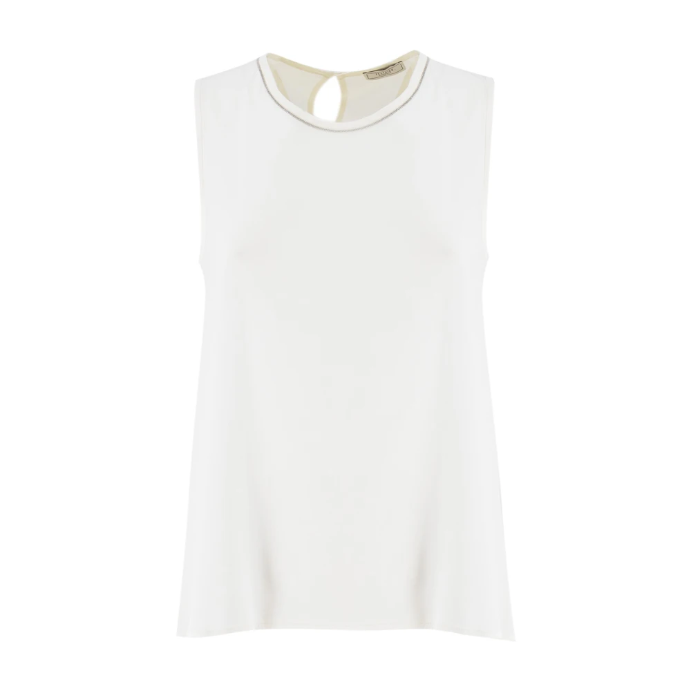 PESERICO Lurex Crew-Neck Top White Dames