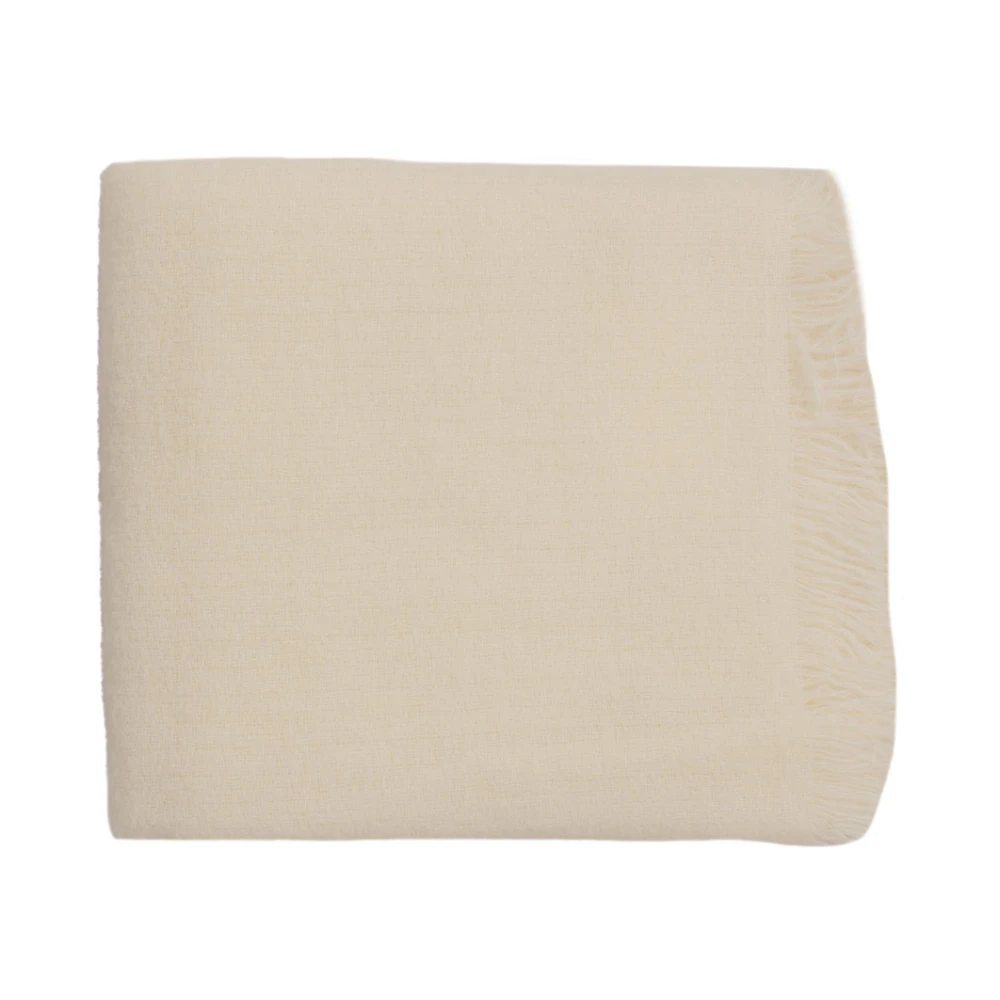 Le Tricot Perugia Ullblandning Halsduk med Fransar Beige, Dam