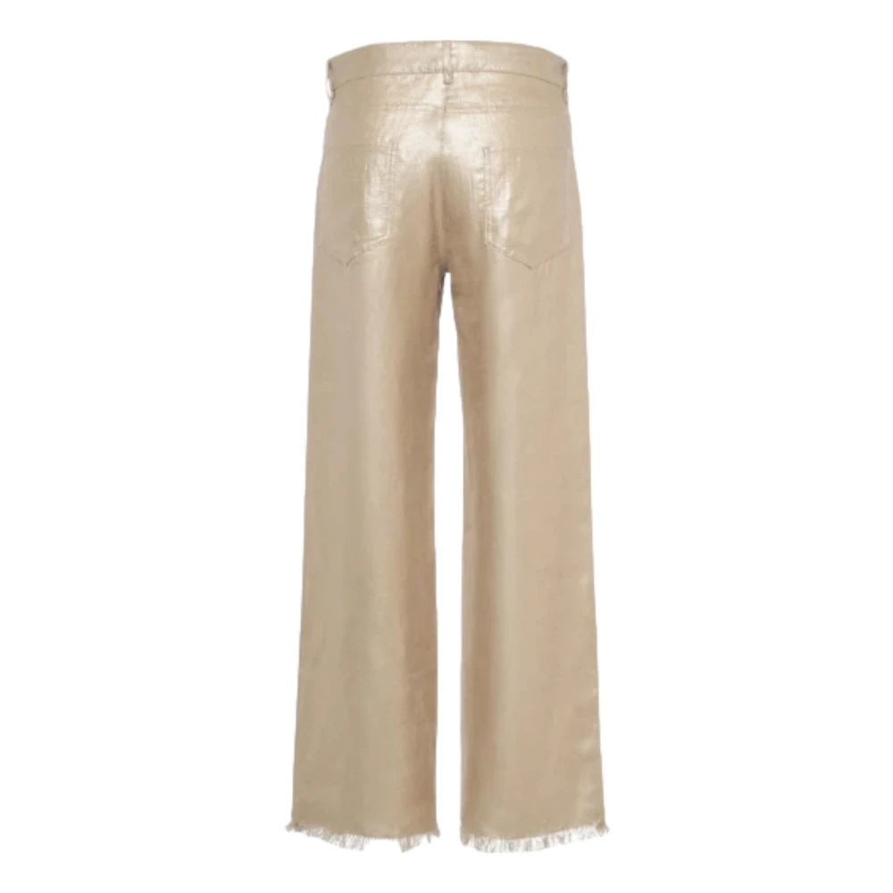 Max Mara Gouden Linnenbroek Bouquet Franje Yellow Dames