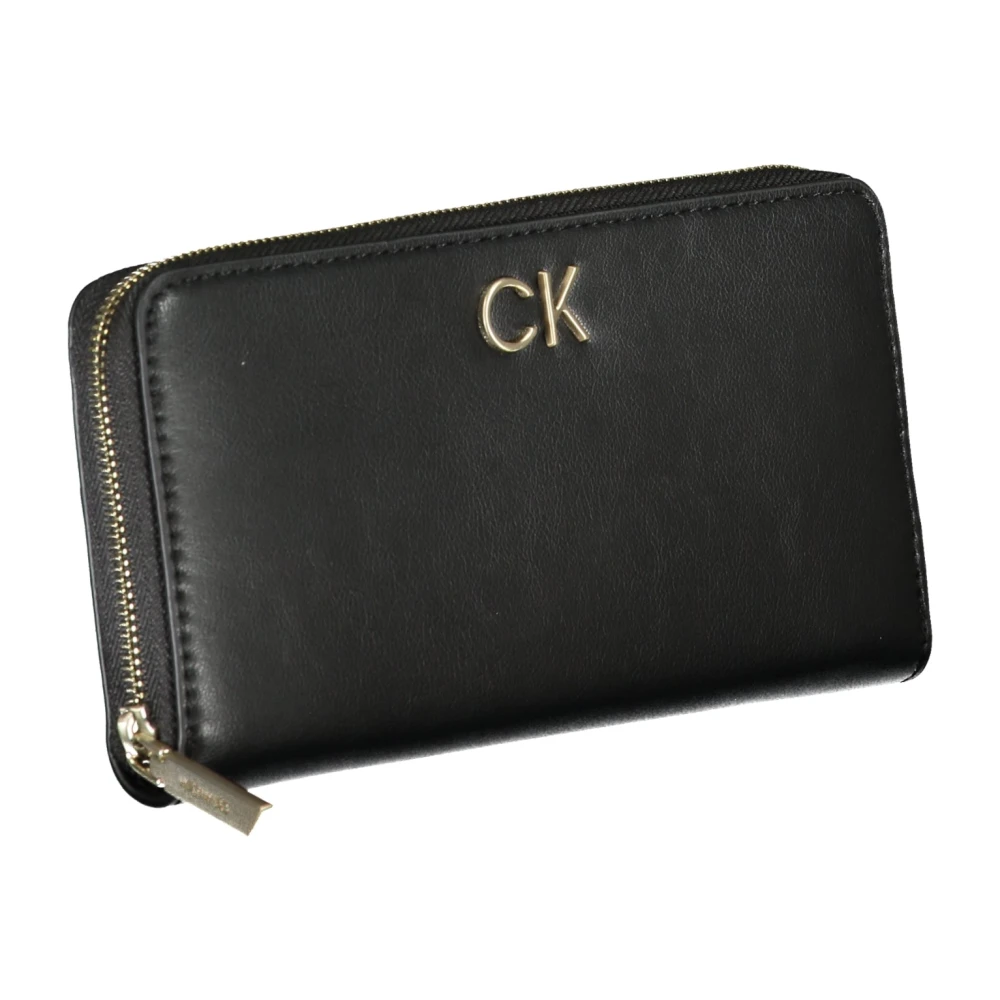 Calvin Klein Damesportemonnee Zwart Rfid Ritssluiting Black Dames