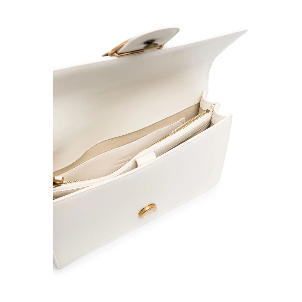 pinko Witte leren schoudertas met goudkleurige hardware White Dames