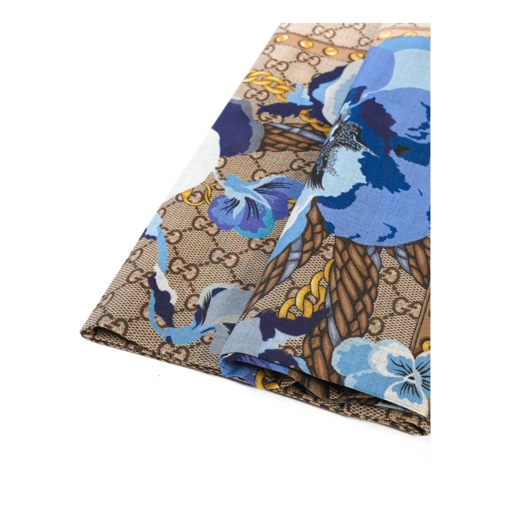Gucci Bloemen Zijden Sjaal Riem Ketting Multicolor Dames