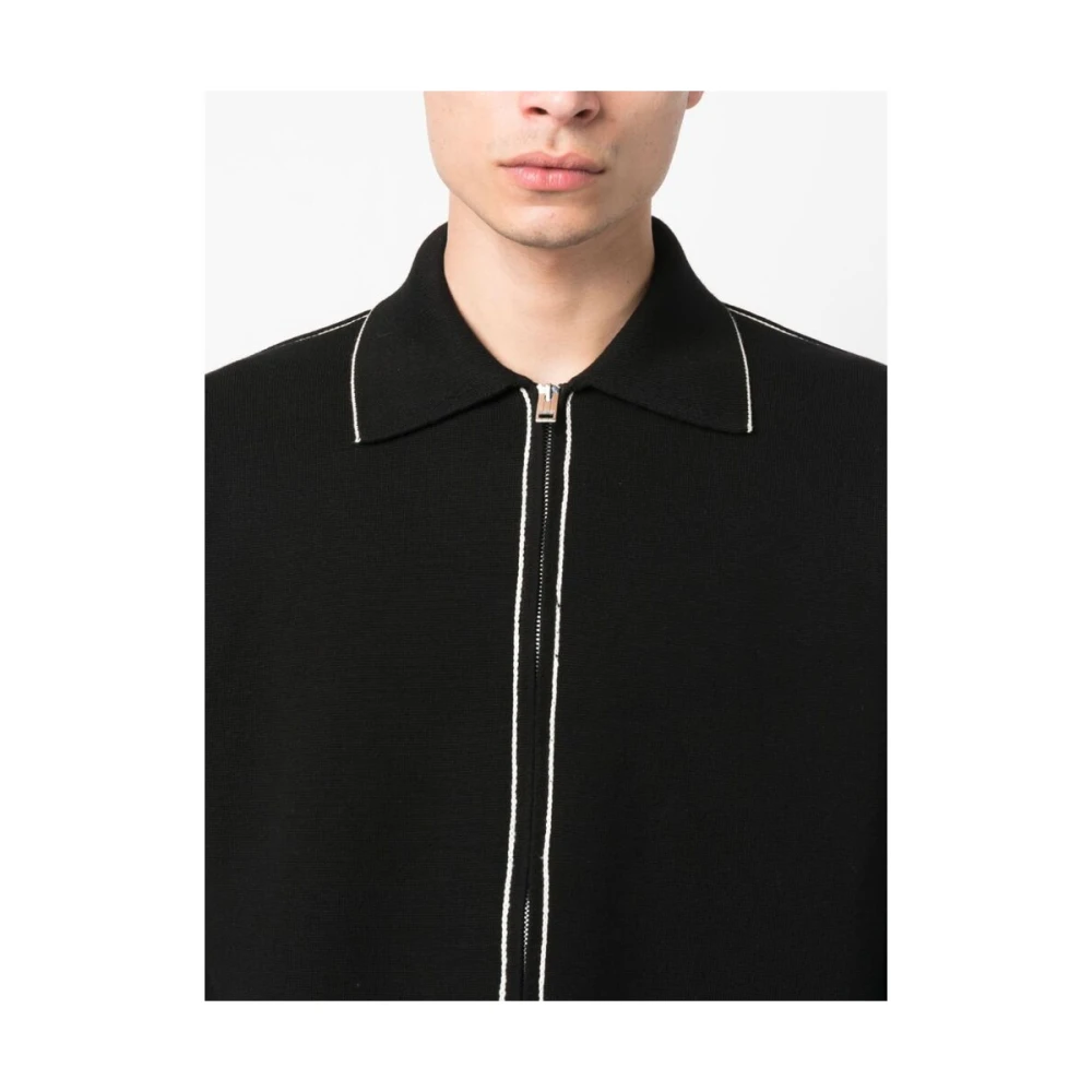 Sunnei Zwart zip-up sweatshirt met decoratieve stiksels Black Heren