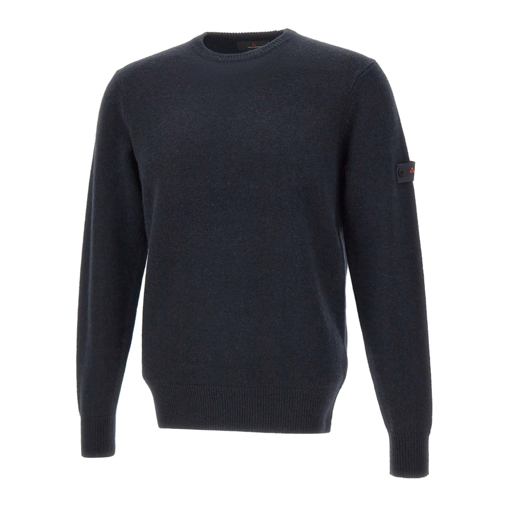 Peuterey , Round-Neck Knitwear, Male, Blue, M, Jumper With Logo Patch - Image 4