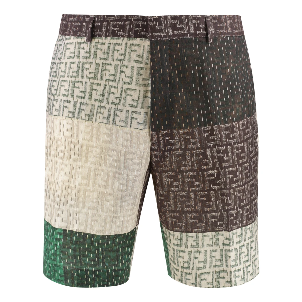 Fendi Mannelijk Multicolor Linnen Bermuda Shorts