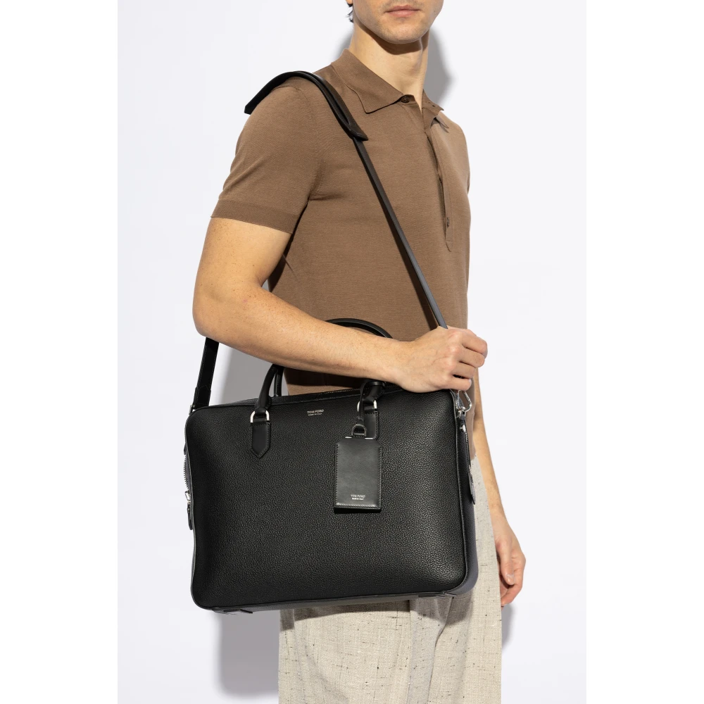 Tom Ford Leren aktetas Black Heren