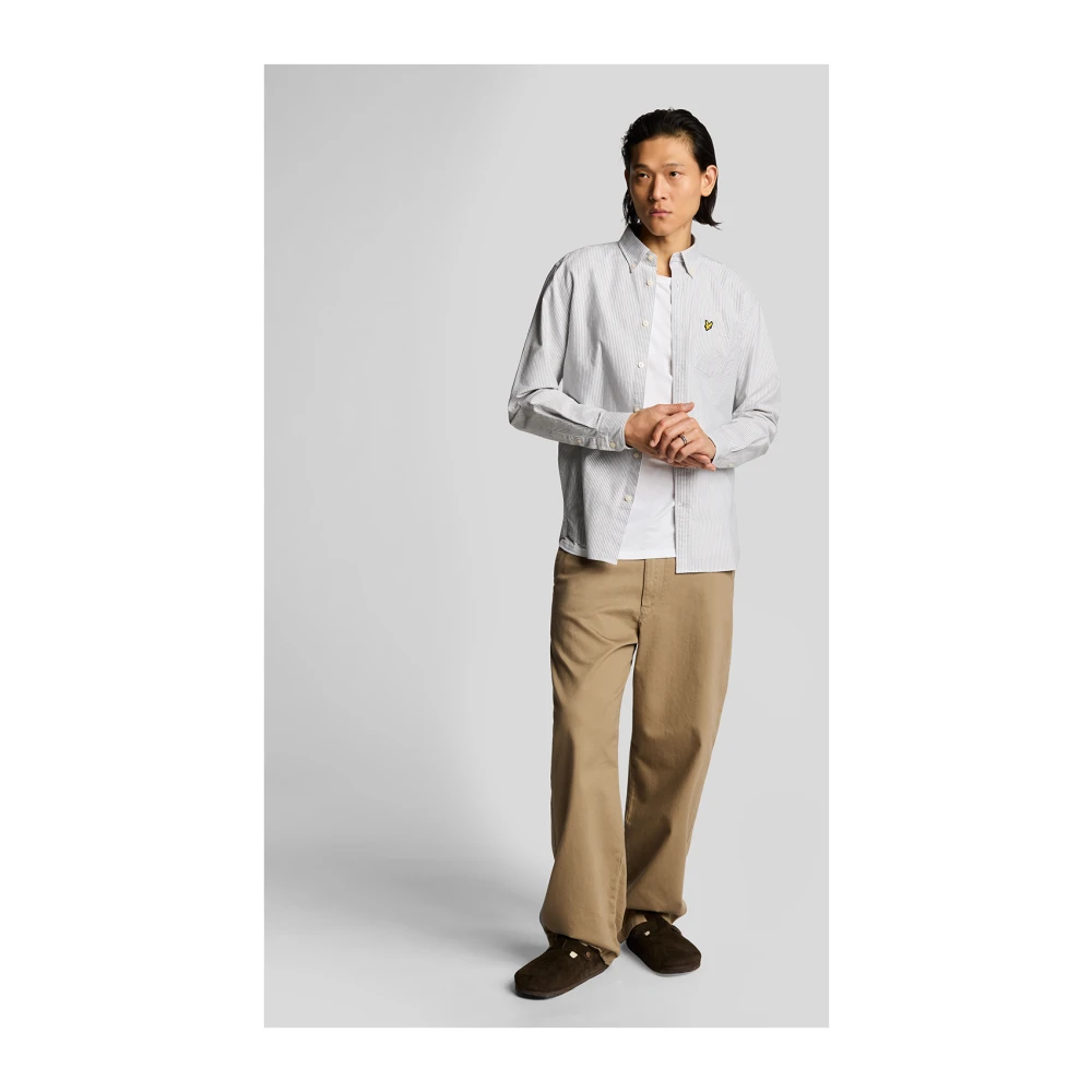 Lyle & Scott LS Geweven Shirts Gestreept Oxford Overhemd Gray Heren