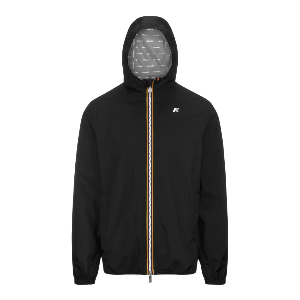 K-Way Men's Black Slim Fit Hooded Zip Jacket - Light Jackets - L - Jackets