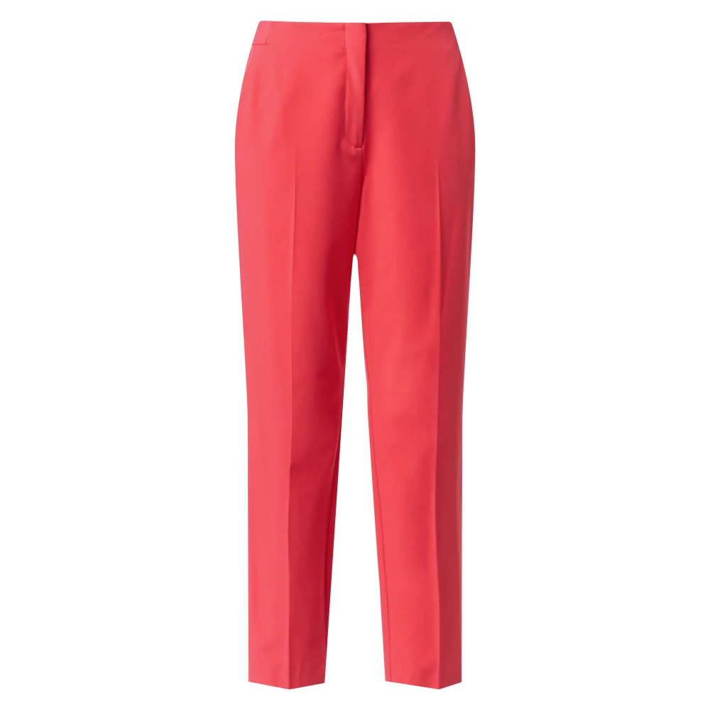 Comma Slim Viscose Mix Cropped Trousers Red Dames
