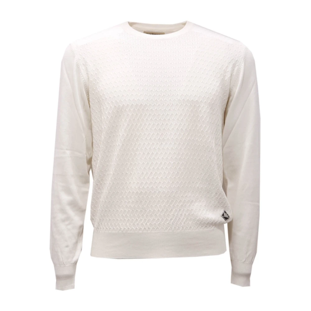 Roy Roger's Men's White 2356Ah Maglione Cotton Jumper - Round-Neck Knitwear - 2XL - Knitwear