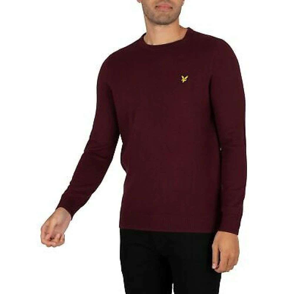 Lyle & Scott Men's Purple Cotton Merino Creweck Jumper - Round-Neck Knitwear - 2XL - Knitwear