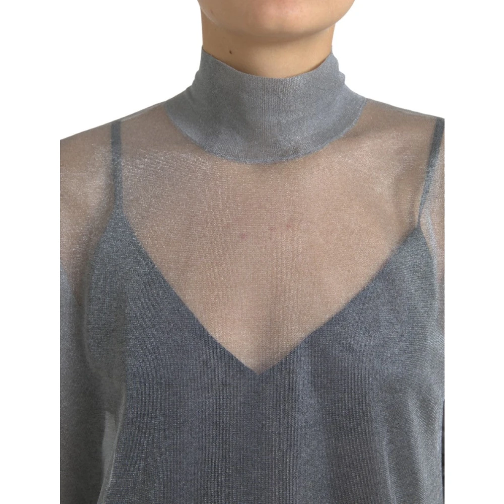 Dolce & Gabbana Grijze Mesh Top Italiaanse Elegantie Gray Dames