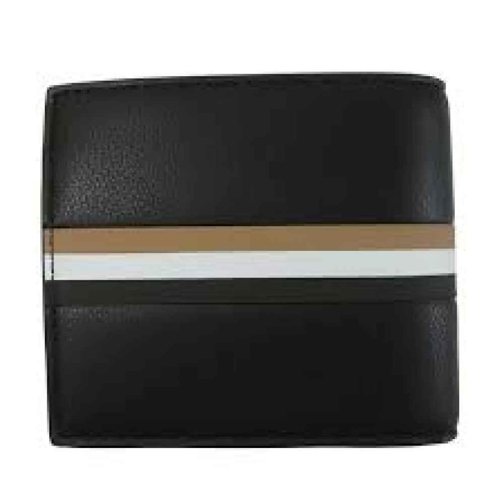 Hugo Boss Zwarte leren portemonnee Black Heren