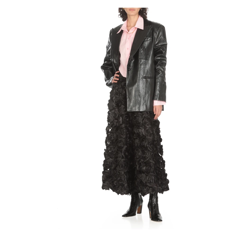 Rotate Birger Christensen Zwarte Viscose Blazer Peak Revers Black Dames