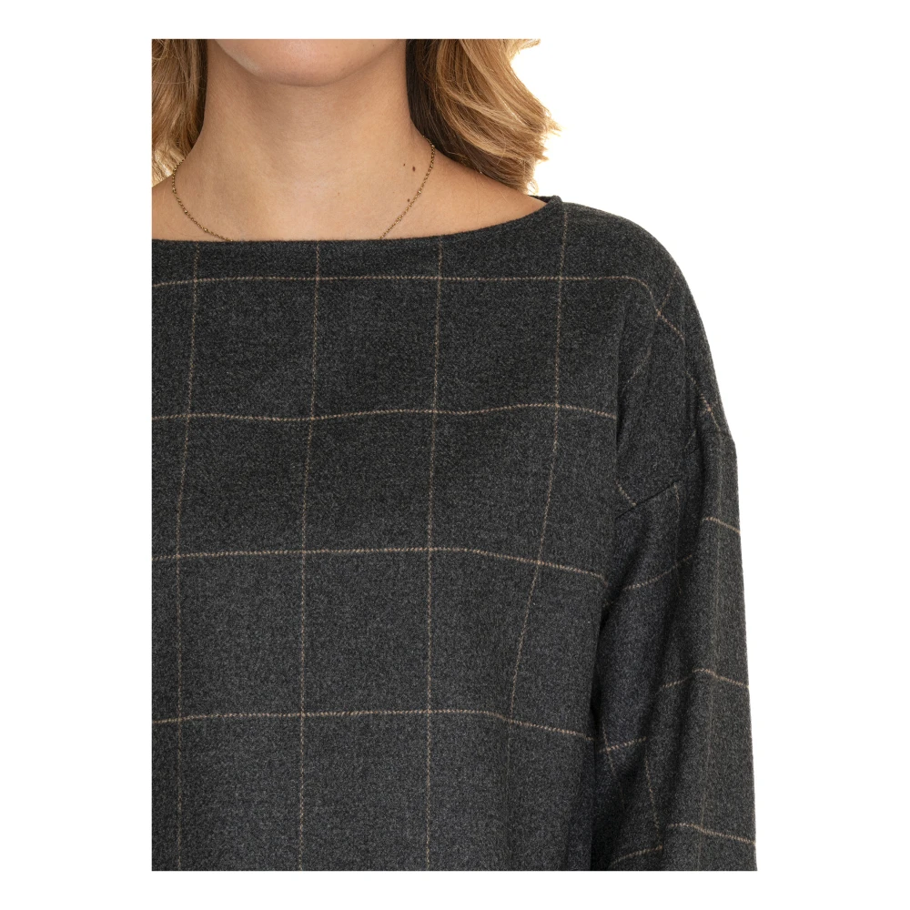 Emporio Armani Wollen geruite tuniek met rits Gray Dames