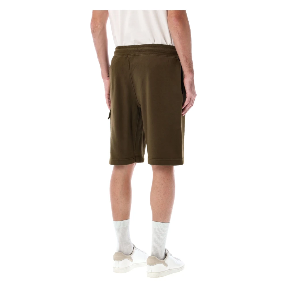 C.P. Company Groene Fleece Lens Shorts Green Heren