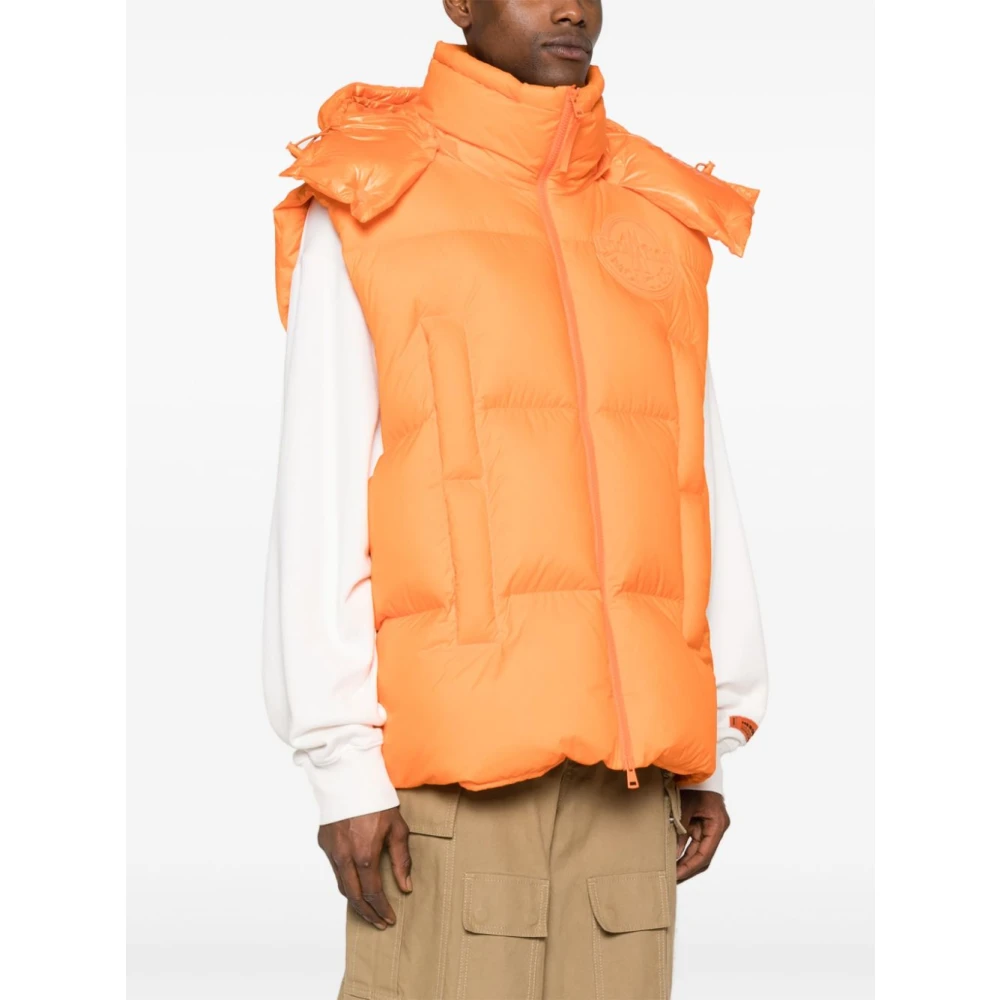 Moncler Oranje Gewatteerde Hoodie Jas Orange Heren