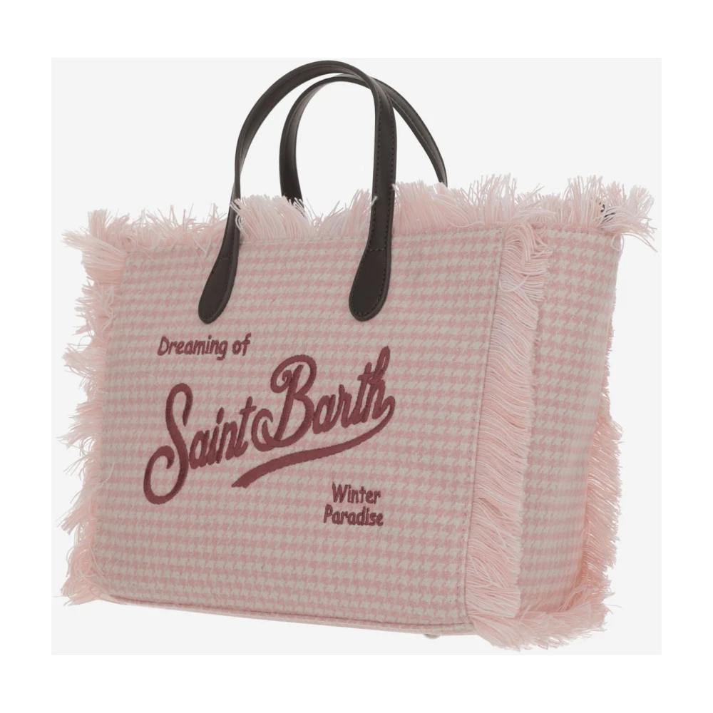 MC2 Saint Barth Fringed Houndstooth Schoudertas Pink Dames