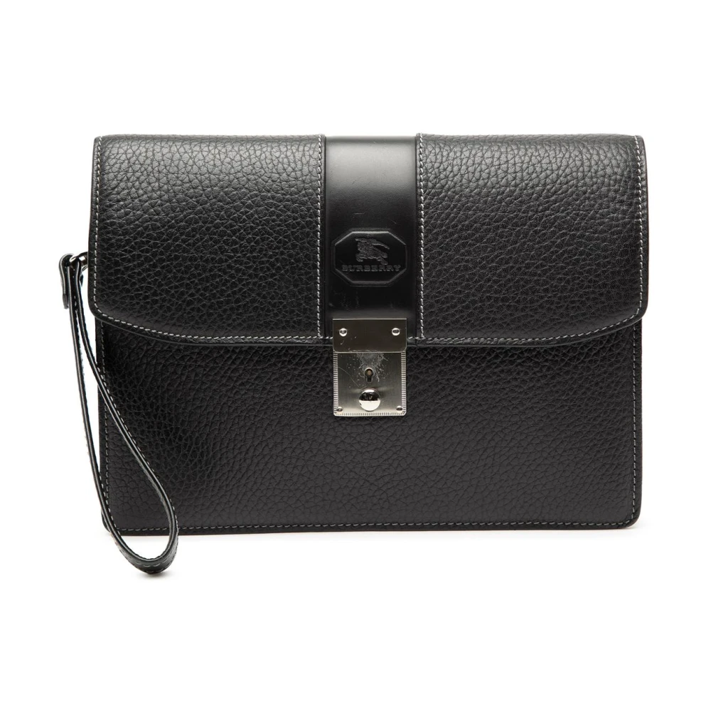 Burberry Vintage Women's Black Pre-Owned Leather Clutch