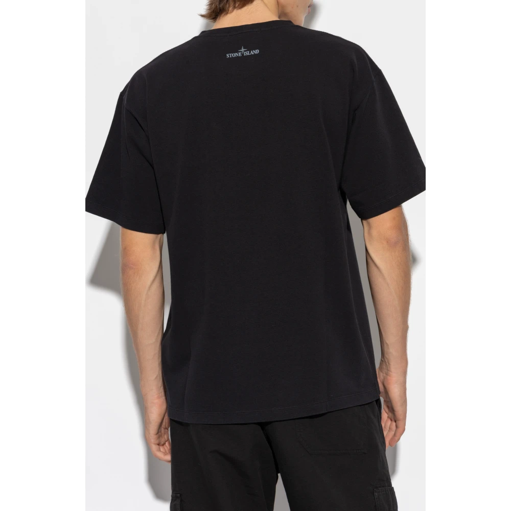 Stone Island T-shirt met logo Black Heren