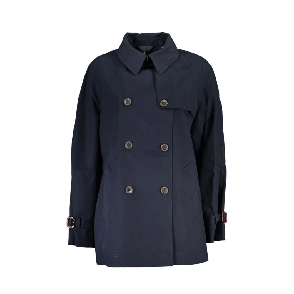 Tommy Hilfiger Women's Blue Cotton Trench Coat With Logo