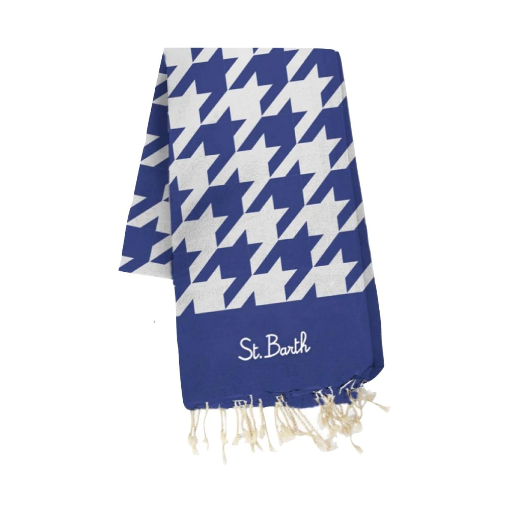 MC2 Saint Barth Katoenen Strandhanddoek Houndstooth Diverse Kleuren Blue Unisex