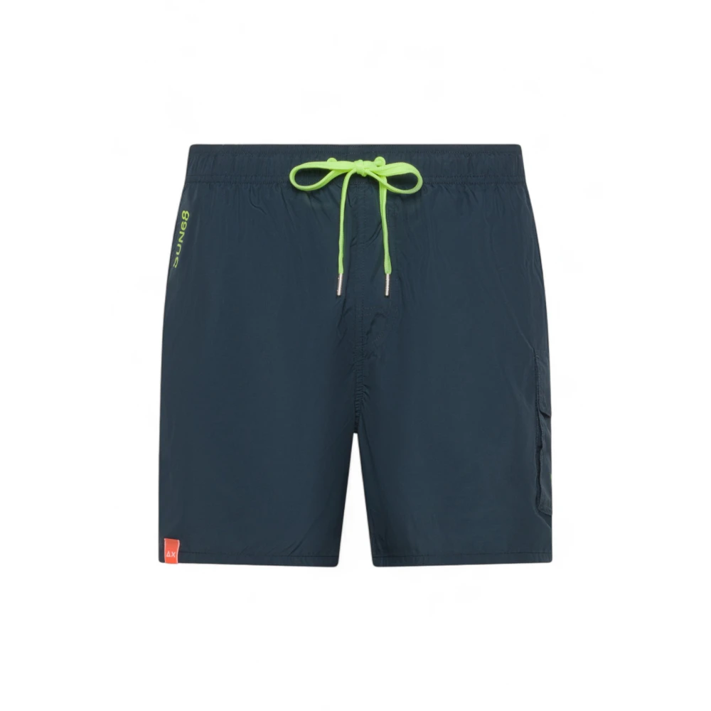 Sun68 Men's Blue Swim Pant With Pocket - Beachwear - M - Swimwear