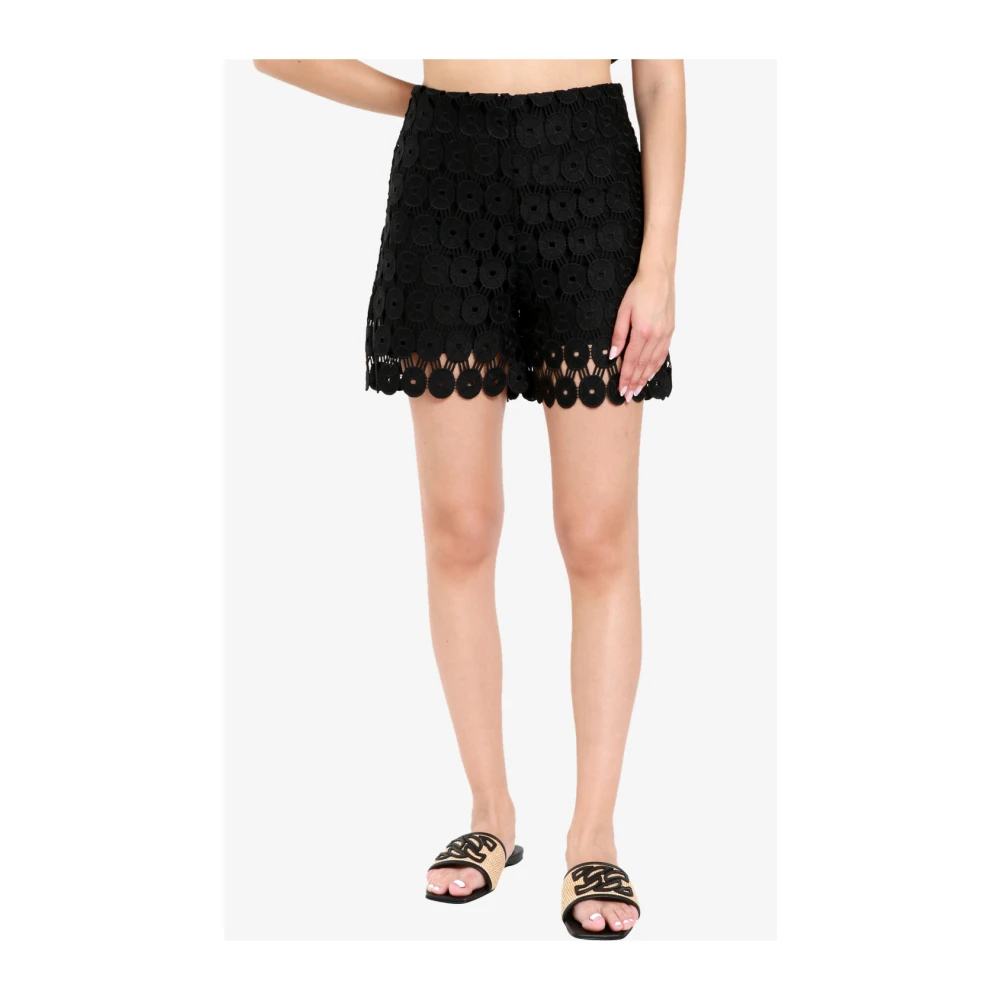 Erika Cavallini Zwarte Katoenen Macramé Effect Rok Black Dames