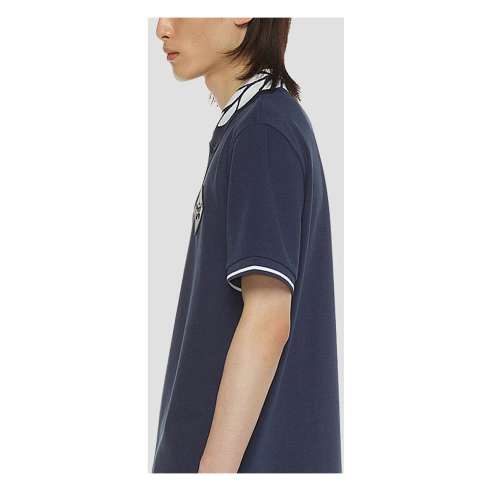 MCM Piqué polo met intarsia-gebreid lauriermotief Blue Heren