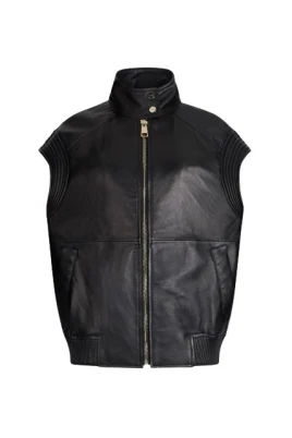Ärmelös Oversized Lamm Läder Väst