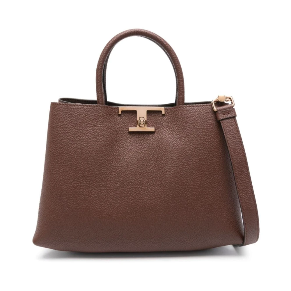 TOD'S Gestructureerde Leren Schoudertas Bruin Brown Dames