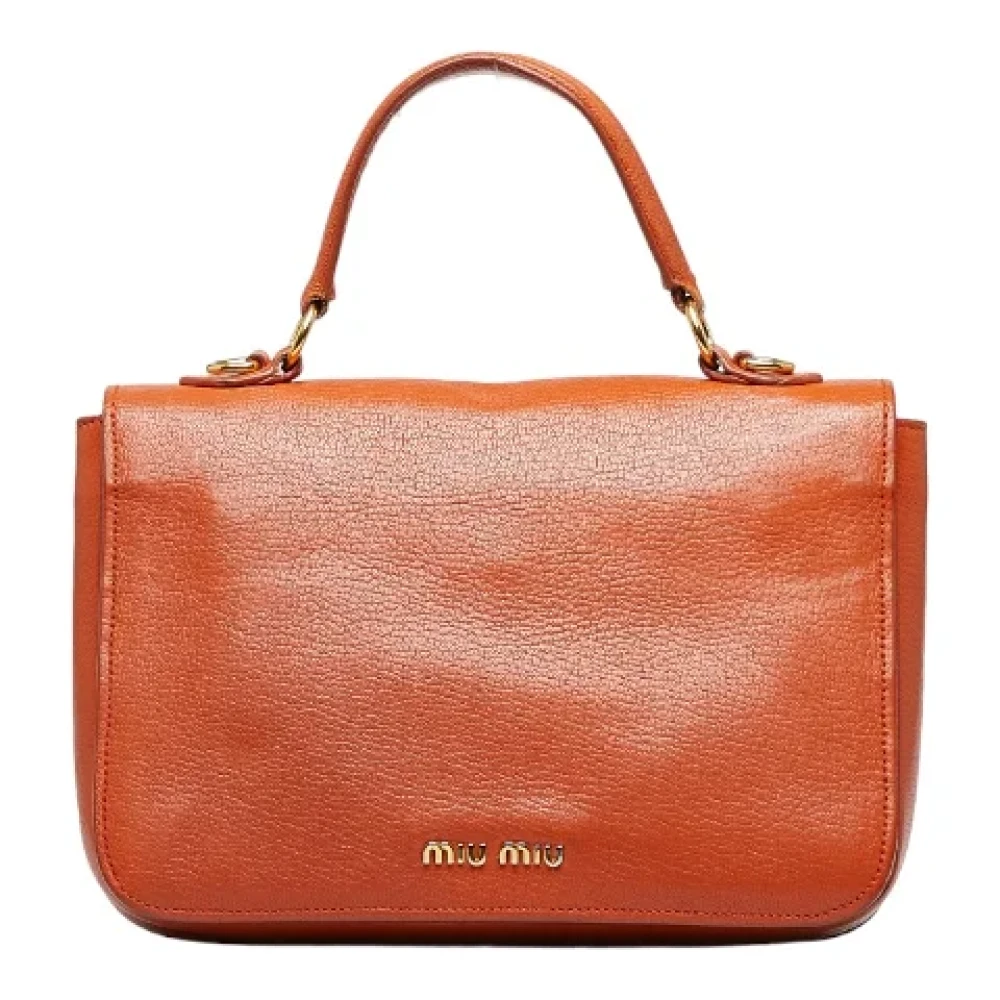 Miu Pre-owned Leather handbags Orange Dames