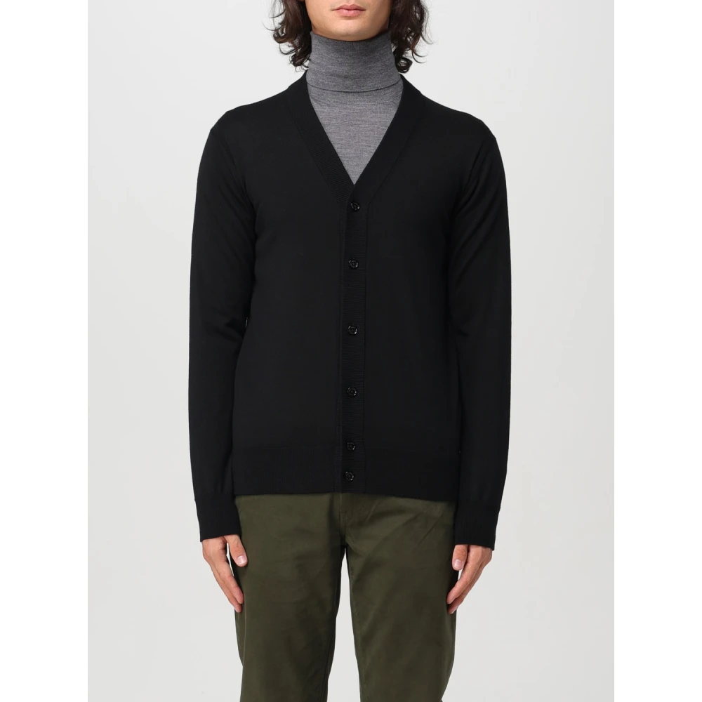 Paolo Pecora Elegante Zwarte Wollen Vest Black Heren