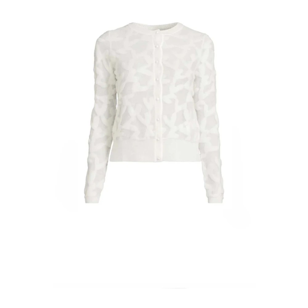 Max Mara Witte Cardigan met Jacquard Patroon White Dames