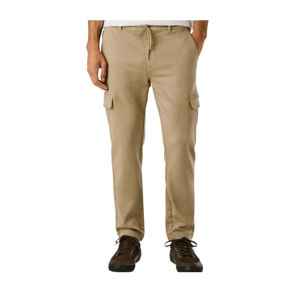 Pepe Jeans Men's Beige Slim-Fit Trousers, W32, Cargo Gymdigo Trousers Trendy Comfortable