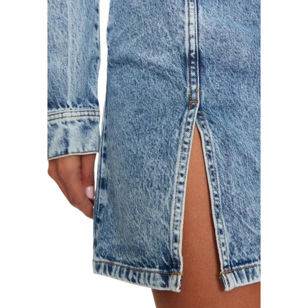 Tommy Hilfiger Denim Knoopsluiting Jurk met Lange Mouwen Blue Dames