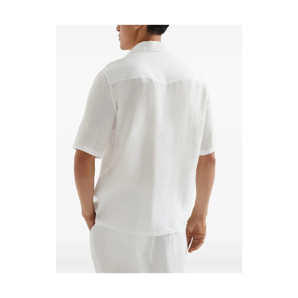 BRUNELLO CUCINELLI Witte Knoopsluiting Korte Mouw Overhemd White Heren
