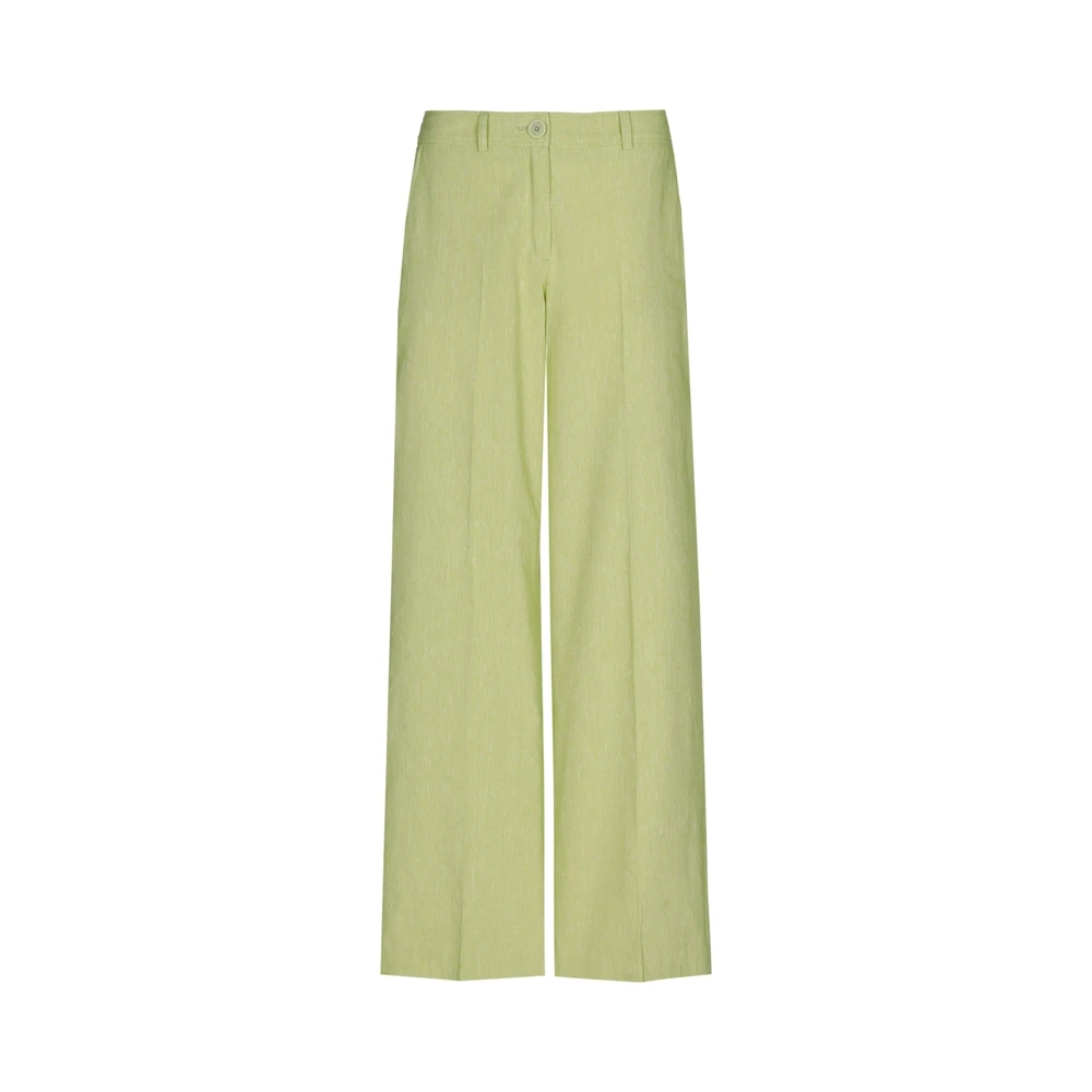 Marie Méro Groene Rechte Pijp Elastische Taille Broek Green Dames