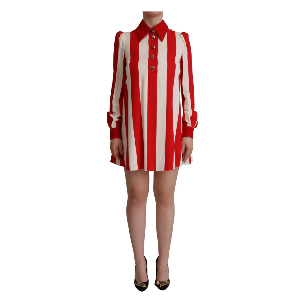 Dolce & Gabbana Women's Multicolor Shirt Dresses, Xs, White Red Striped Mini Shirt Dress