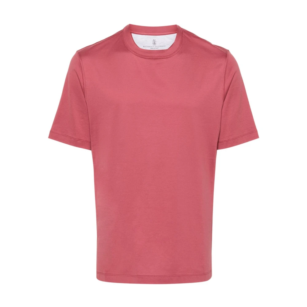 BRUNELLO CUCINELLI Rode Katoenen Jersey T-shirt Pink Heren