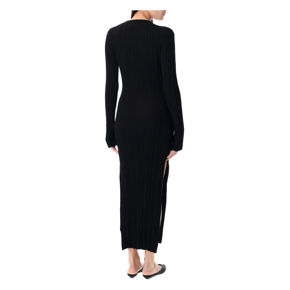 Loulou Studio Elegante Lange Gebreide Jurk Black Dames