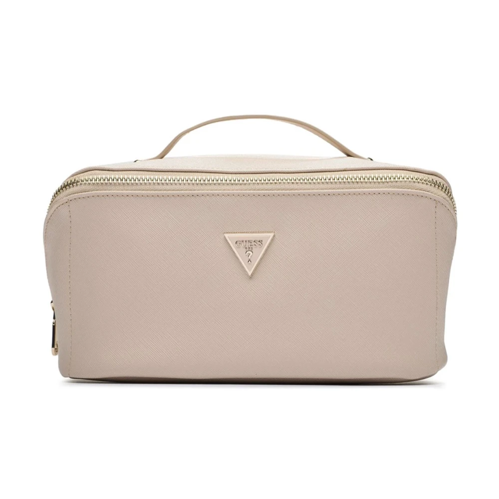 Guess Roze Leren Toilettas Beige Dames