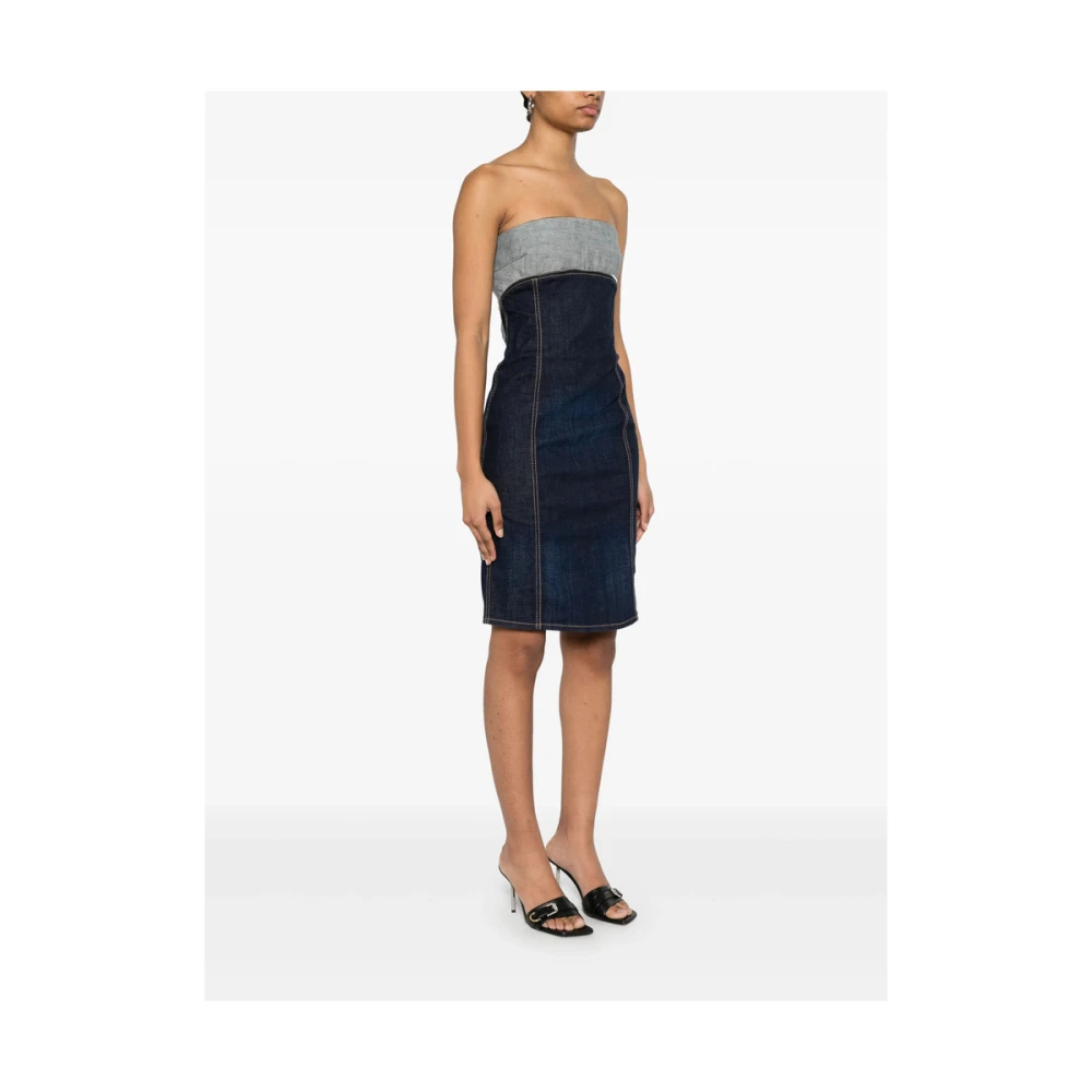 Dsquared2 Indigo Blauw Gevoerd Lijfje Jurk Blue Dames