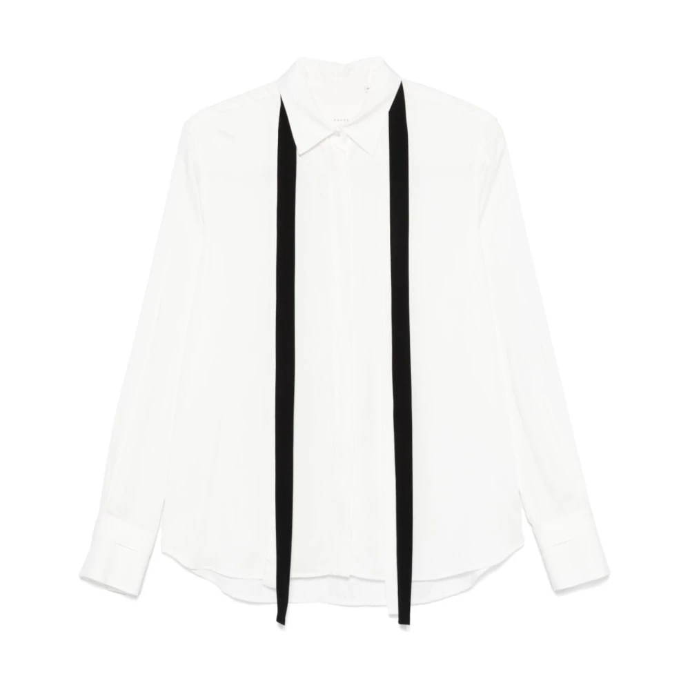 Xacus Witte Klassieke Kraag Shirt Stropdas Detail White Dames